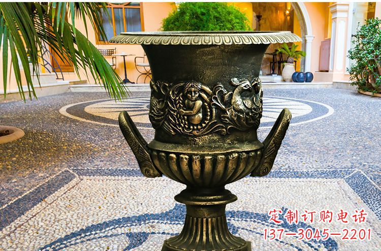 福州别墅花盆铜雕
