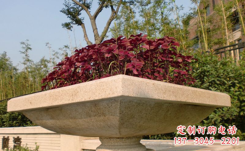 福州别墅景观大理石花盆石雕_1