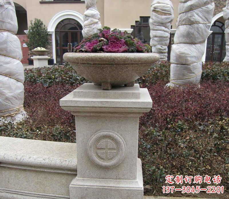福州别墅景观大理石花盆石雕_2
