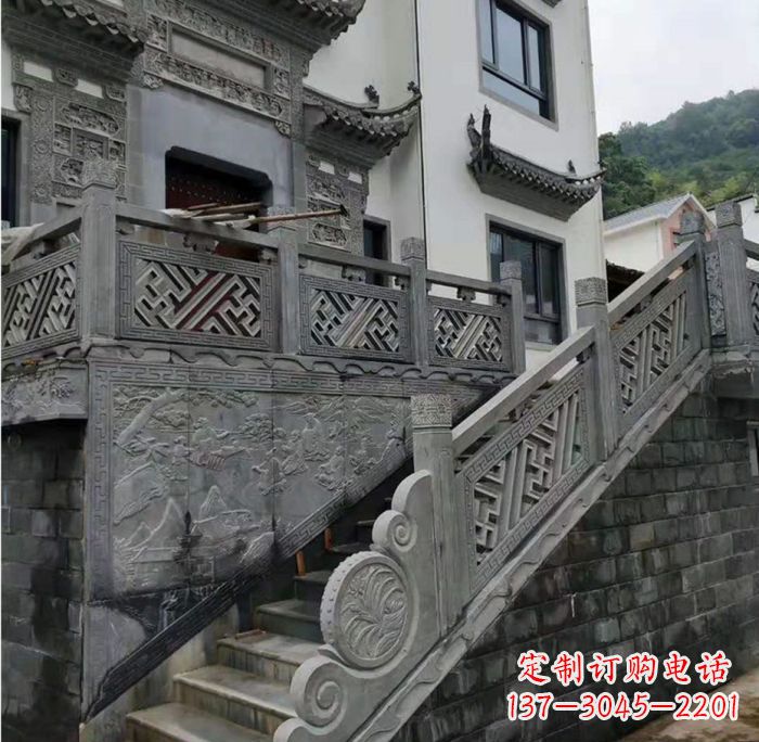 福州别墅景观仿古石雕栏板_2