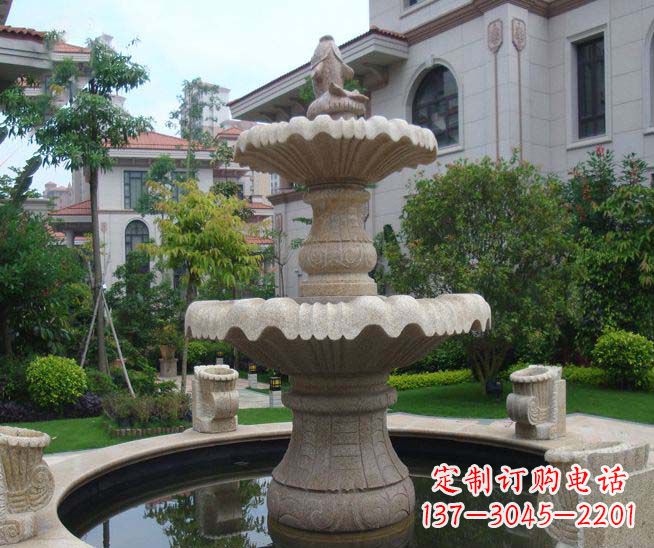 福州别墅景观石雕多层喷泉雕塑