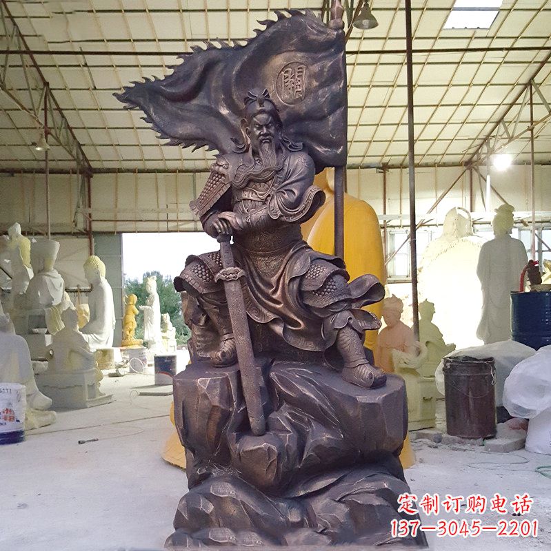 福州玻璃钢仿铜关公雕塑