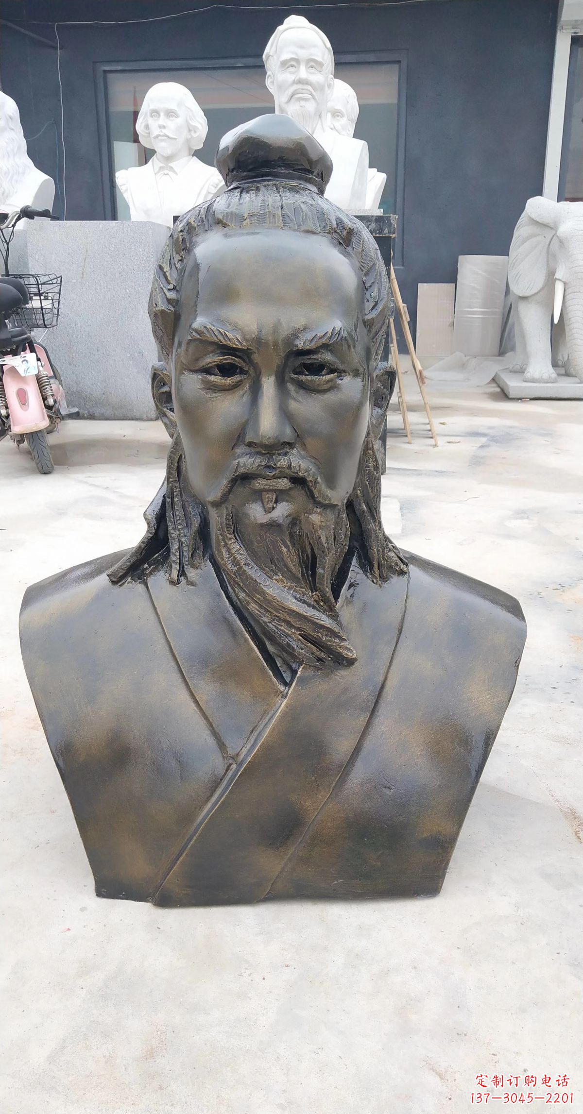 福州玻璃钢仿铜鲁班头像雕塑