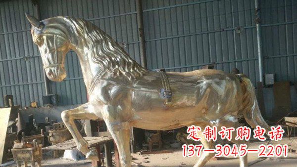 福州玻璃钢仿铜马公园动物雕塑
