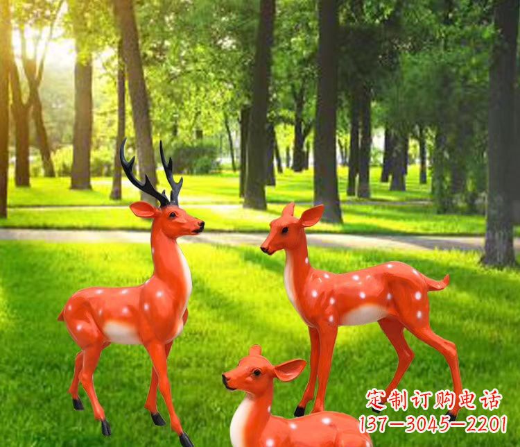 福州玻璃钢仿真小鹿雕塑 公园动物摆件