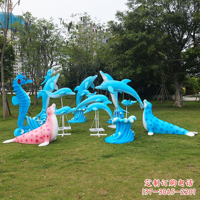 福州玻璃钢海豚彩绘雕塑