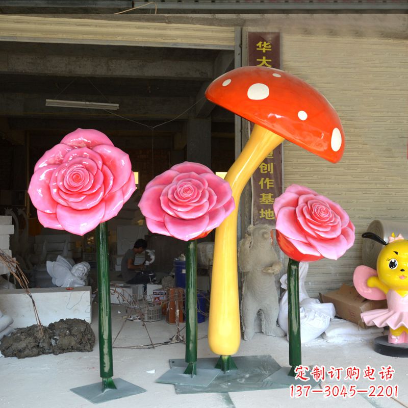 福州玫瑰之美玻璃钢玫瑰雕塑