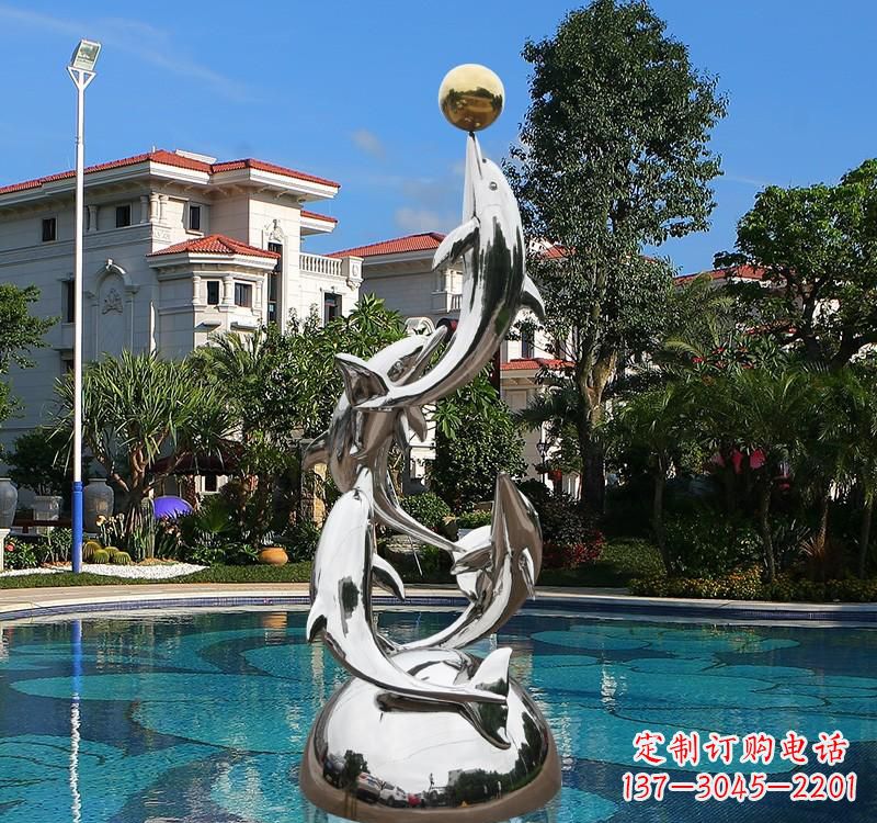 福州不锈钢海豚雕塑精美绝伦