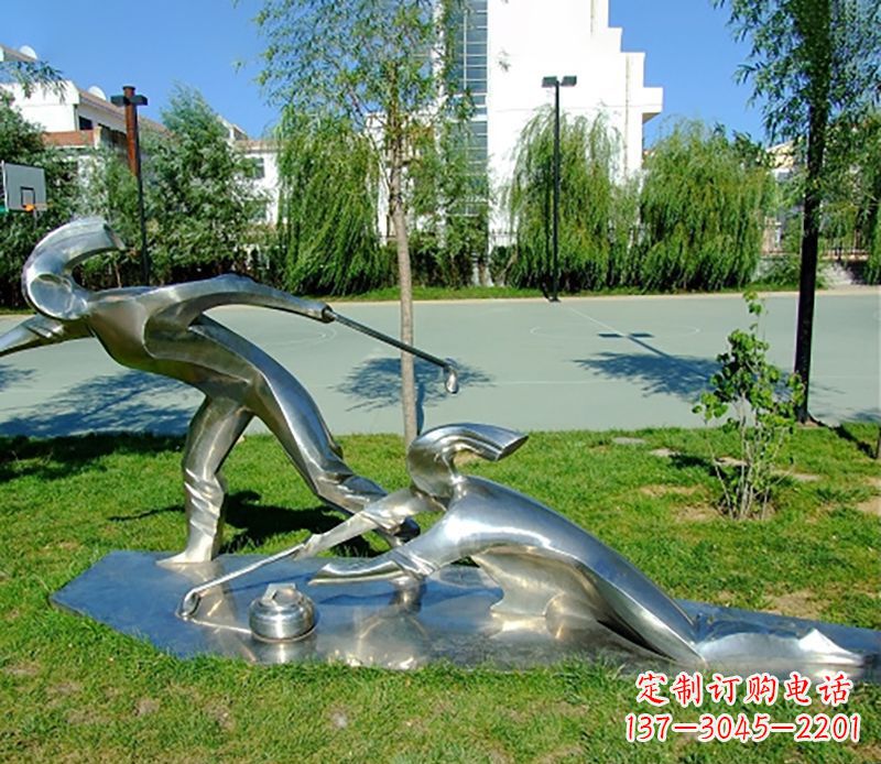 福州不锈钢冰壶雕塑 (2)