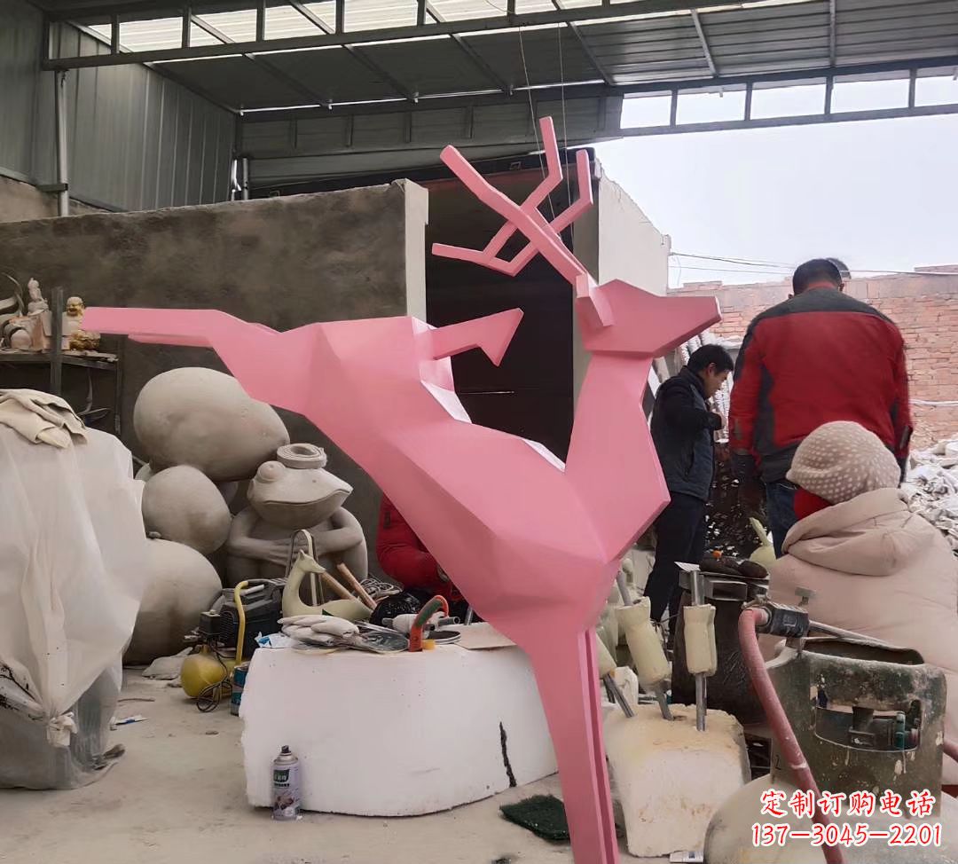福州不锈钢彩绘小鹿雕塑
