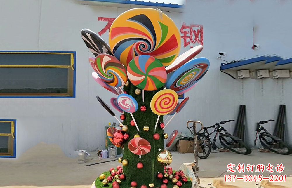 福州不锈钢彩色棒棒糖雕塑艺术与景观的完美结合