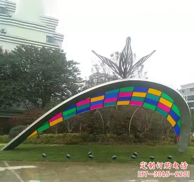 福州不锈钢彩色拼接拱门雕塑