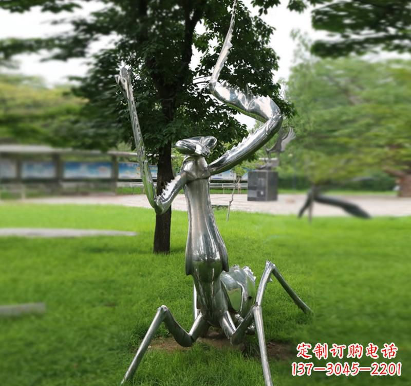 福州不锈钢草坪螳螂雕塑