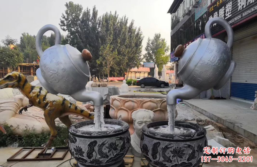 福州不锈钢茶壶喷泉雕塑
