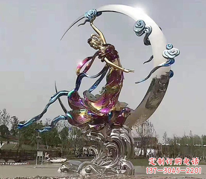福州不锈钢嫦娥奔月雕塑 (2)