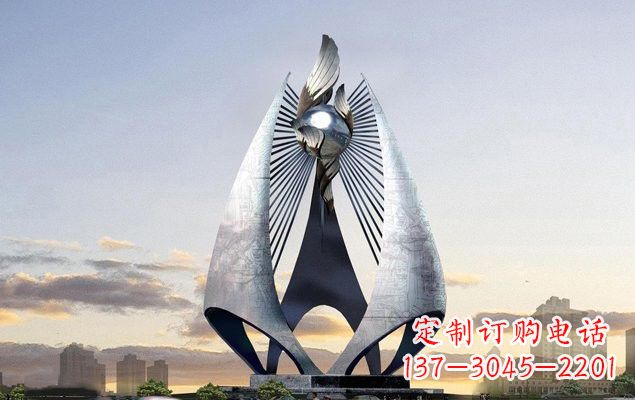 福州不锈钢城市抽象船帆雕塑设计图