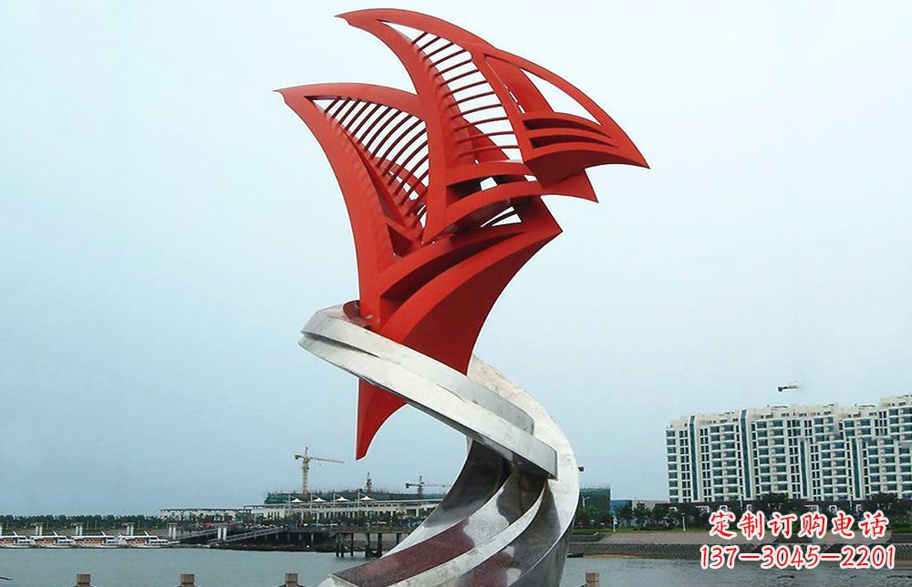 福州海洋之舟——不锈钢抽象帆船海边景观雕塑