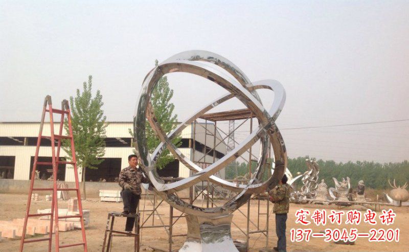 福州不锈钢抽象圆环雕塑。