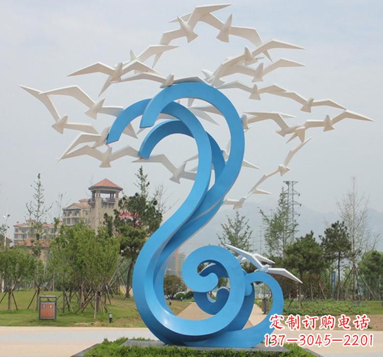 福州新题目精美不锈钢大雁雕塑