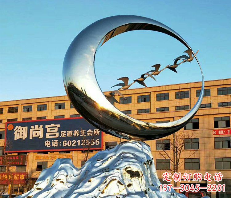 福州不锈钢大雁雕塑精美的艺术之作