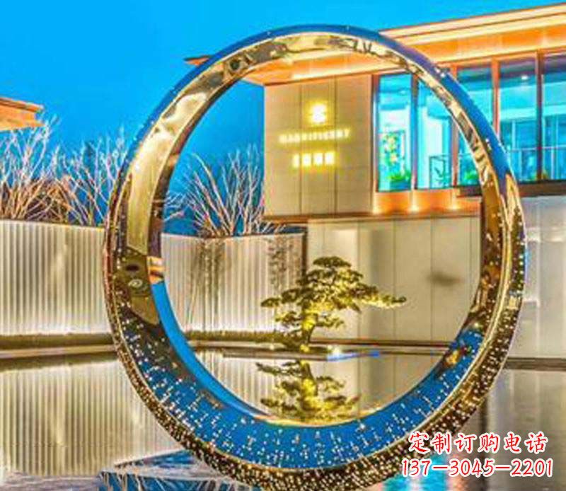 福州精美不锈钢灯饰圆环雕塑