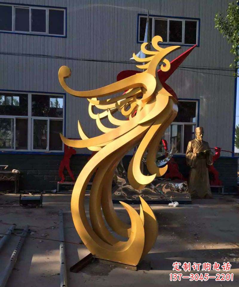 福州不锈钢雕刻凤凰雕塑传承精美工艺