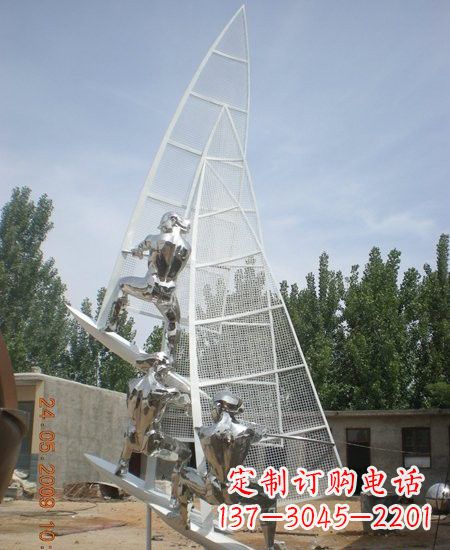 福州海上航行不锈钢帆船雕塑