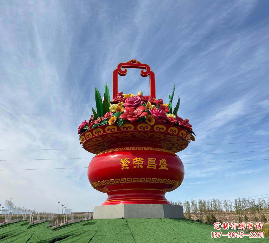 福州不锈钢花篮雕塑象征繁荣昌盛