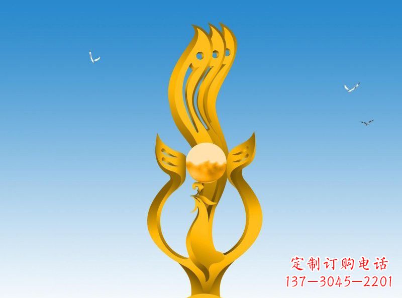 福州不锈钢凤凰雕塑灿烂外形,精美艺术