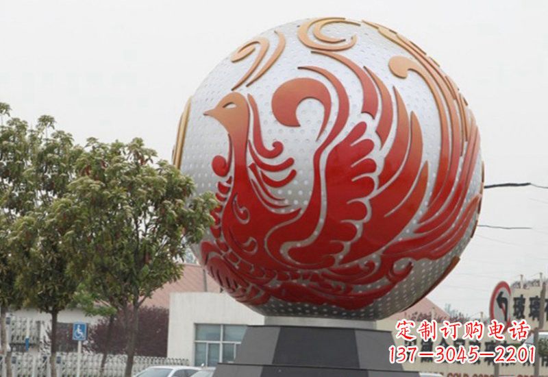 福州不锈钢凤凰浮雕圆球雕塑精美雕塑把艺术带到生活中