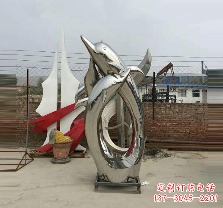 福州不锈钢海豚雕塑——象征着动物自由的象征