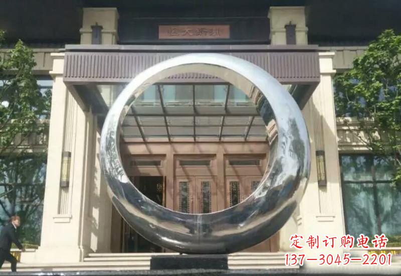福州不锈钢公园圆环雕塑精致美观的艺术品