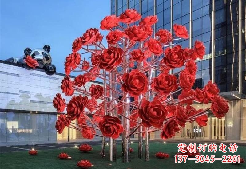 福州不锈钢公园玫瑰花树雕塑——让玫瑰长驻公园
