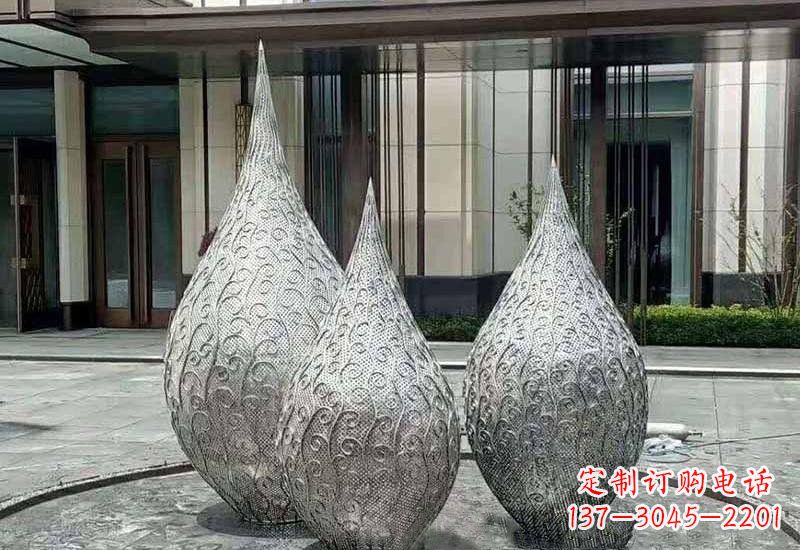 福州不锈钢镂空水滴雕塑精致美观