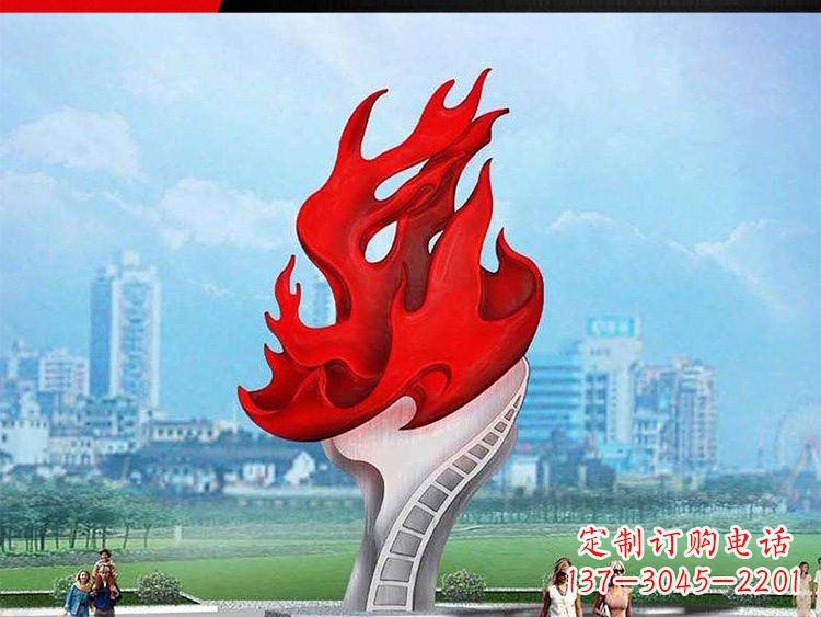 福州不锈钢火炬雕塑——激发民族自信的象征