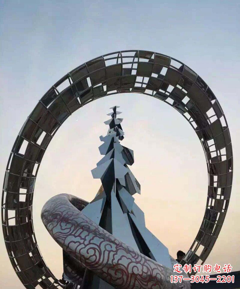福州不锈钢松树祥云雕塑
