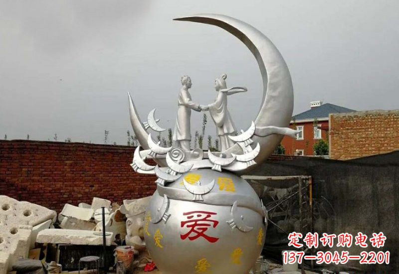 福州牛郎织女传说的不锈钢雕塑
