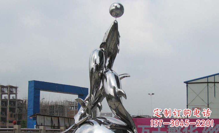 福州不锈钢海豚雕塑海洋之美的象征