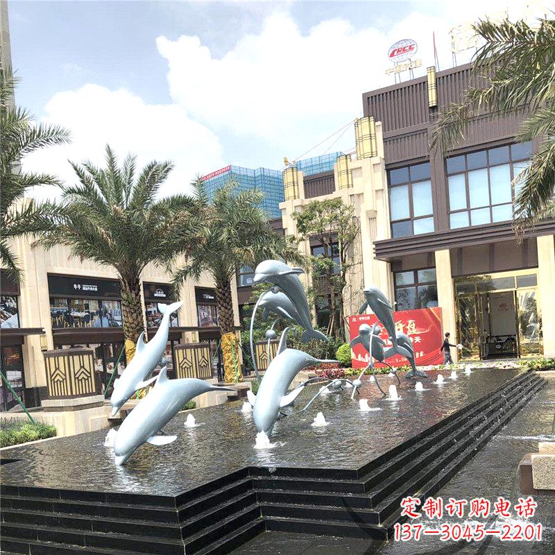 福州精美海豚喷泉,点缀城市企业街道