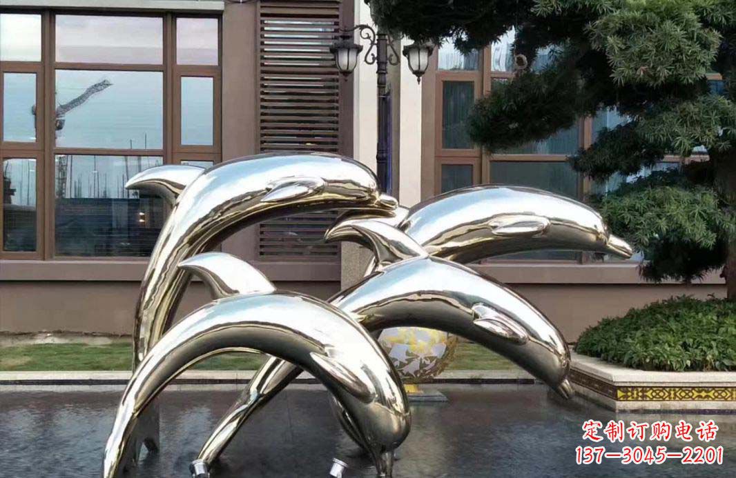 福州不锈钢海豚跳跃雕塑精美绝伦