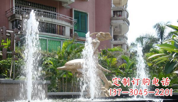 福州不锈钢海豚喷泉雕塑精美的海洋艺术