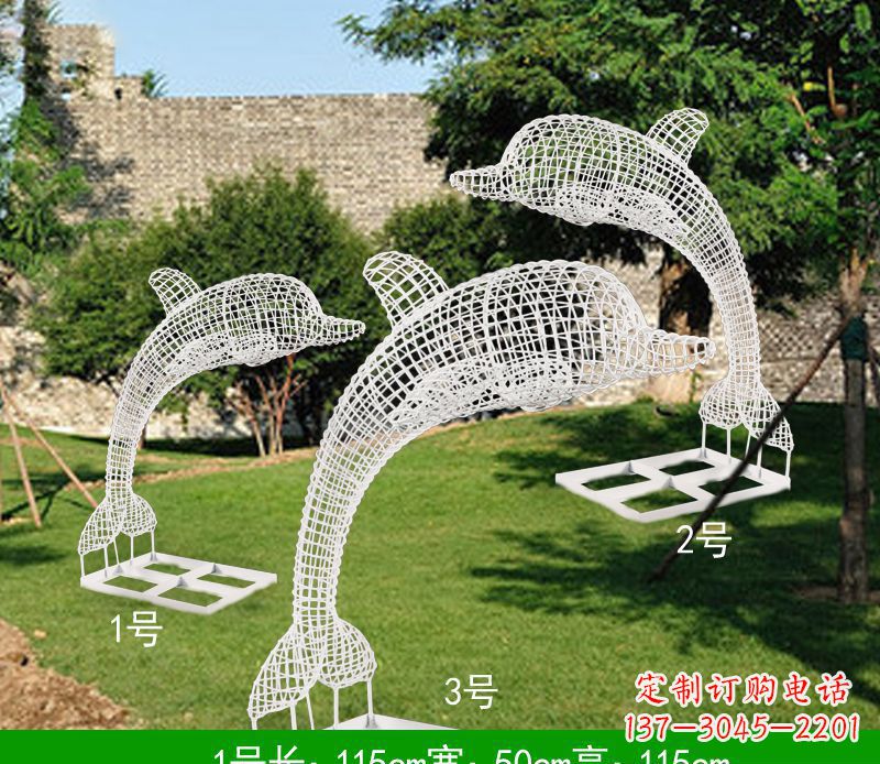 福州不锈钢海豚组合雕塑精美的艺术品