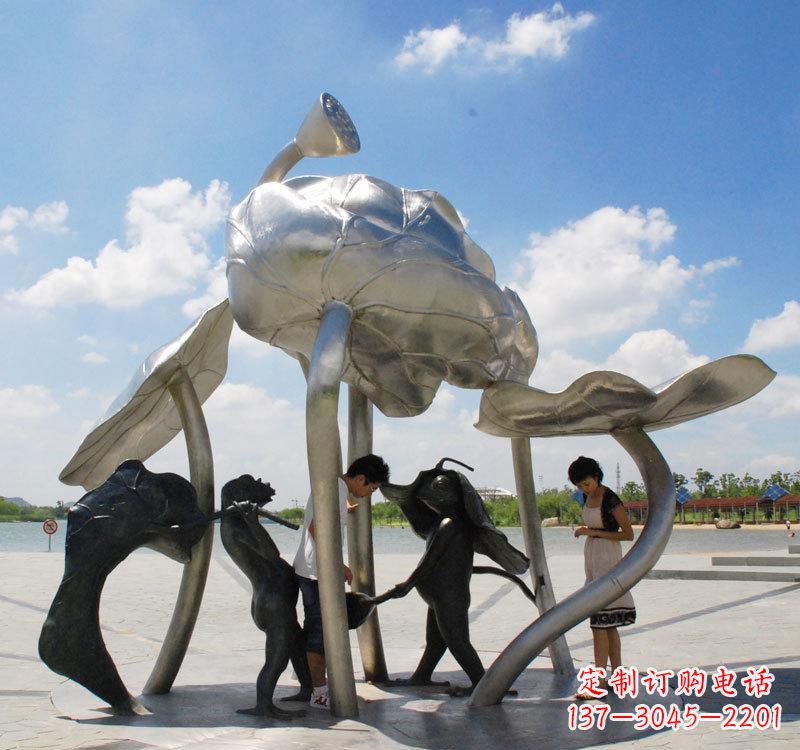 福州荷花之美——不锈钢荷花广场雕塑