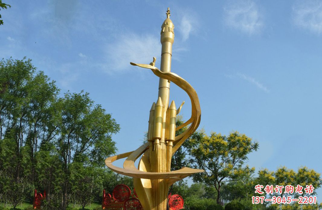 福州火箭飞向蓝天不锈钢火箭广场景观雕塑
