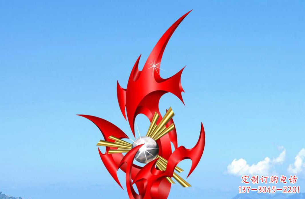 福州不锈钢火苗抽象景观雕塑给城市添彩