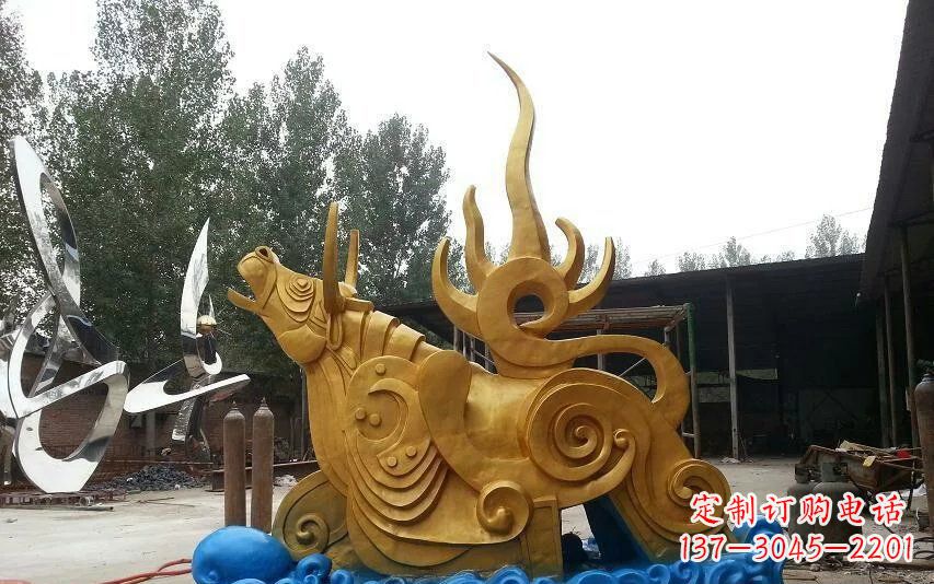 福州不锈钢金牛卧波雕塑——传承文化的艺术瑰宝