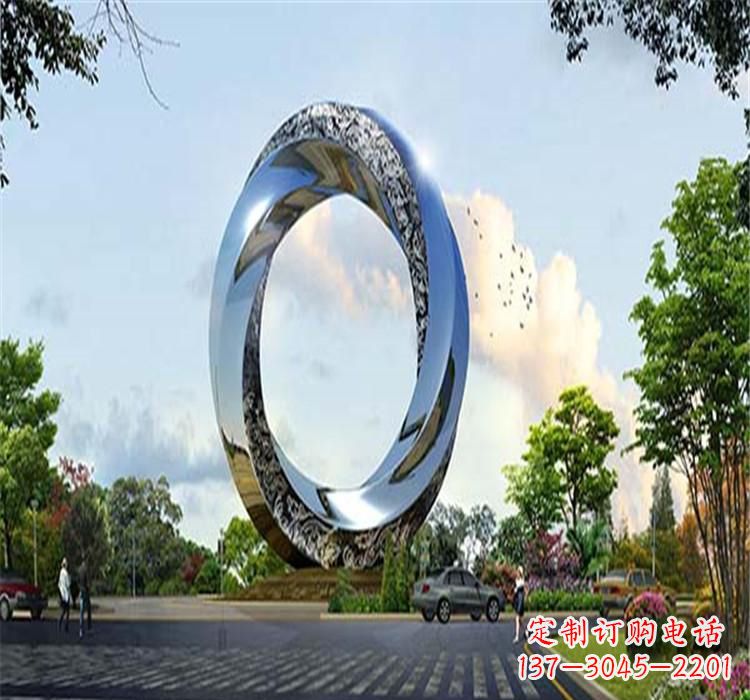 福州不锈钢圆环雕塑美丽的空间装饰