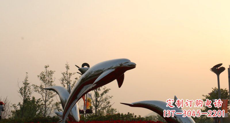 福州不锈钢海豚雕塑跳跃的美丽