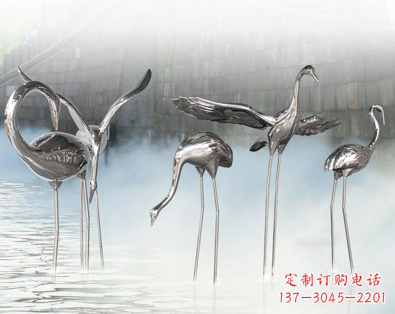 福州不锈钢仙鹤飞鸟雕塑传承传统文化