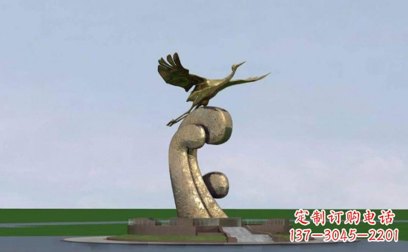 福州不锈钢仙鹤雕塑象征着美丽和宁静